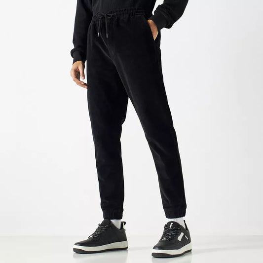 Ribbed Joggers with Drawstring Closure and Pockets