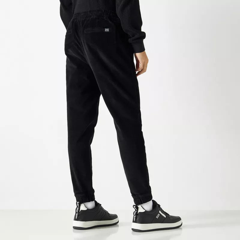 Ribbed Joggers with Drawstring Closure and Pockets