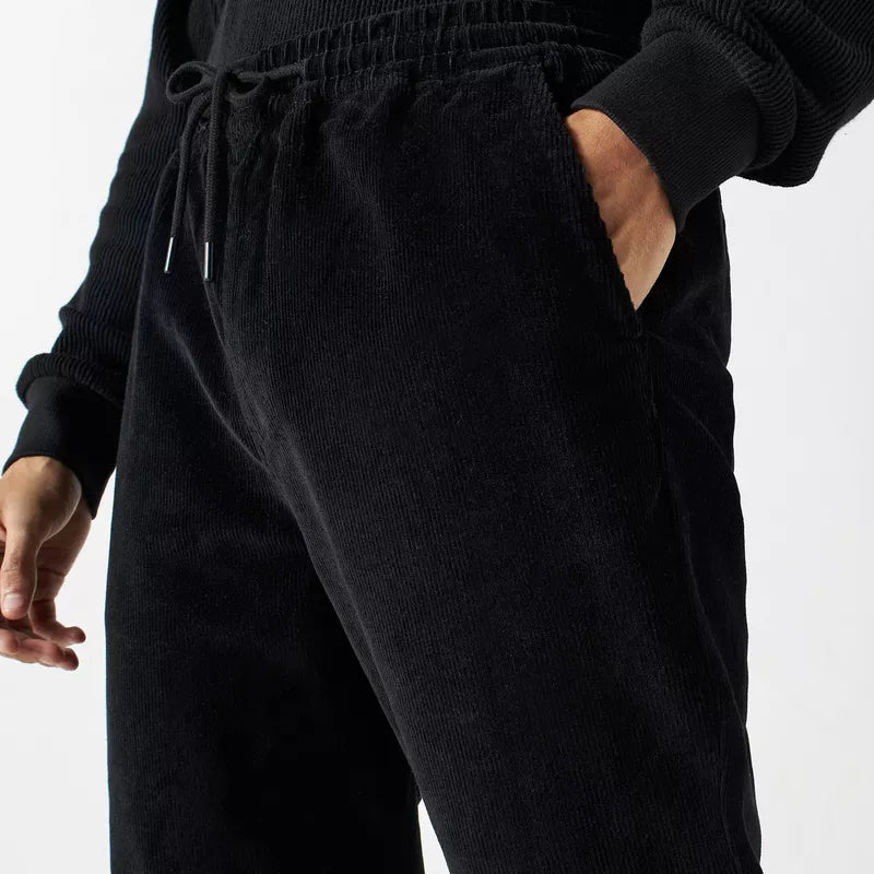 Ribbed Joggers with Drawstring Closure and Pockets