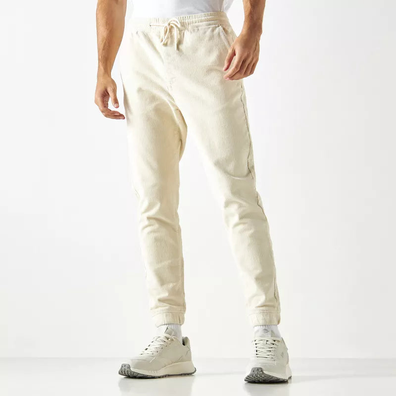 Ribbed Joggers with Drawstring Closure and Pockets