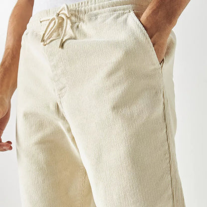 Ribbed Joggers with Drawstring Closure and Pockets