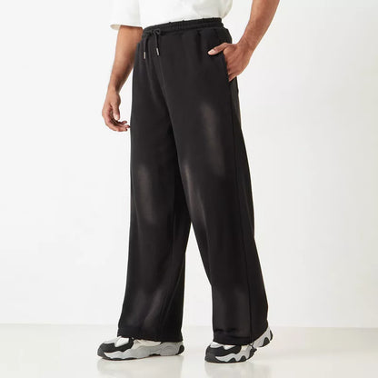 Solid Track Pants with Drawstring Closure and Pockets